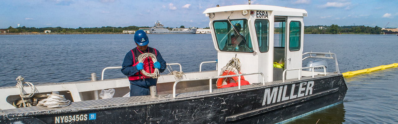 Miller Boat Oil Spill with Boom